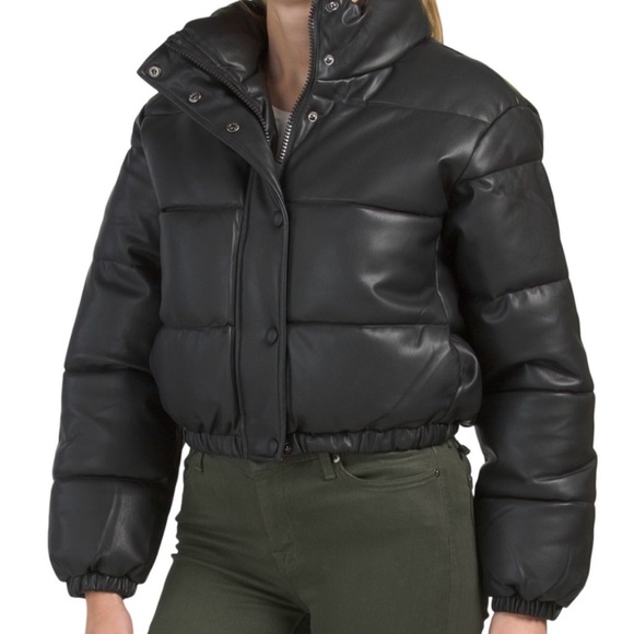 ASOS faux leather cropped puffer jacket women’s small like new - Picture 1 of 9